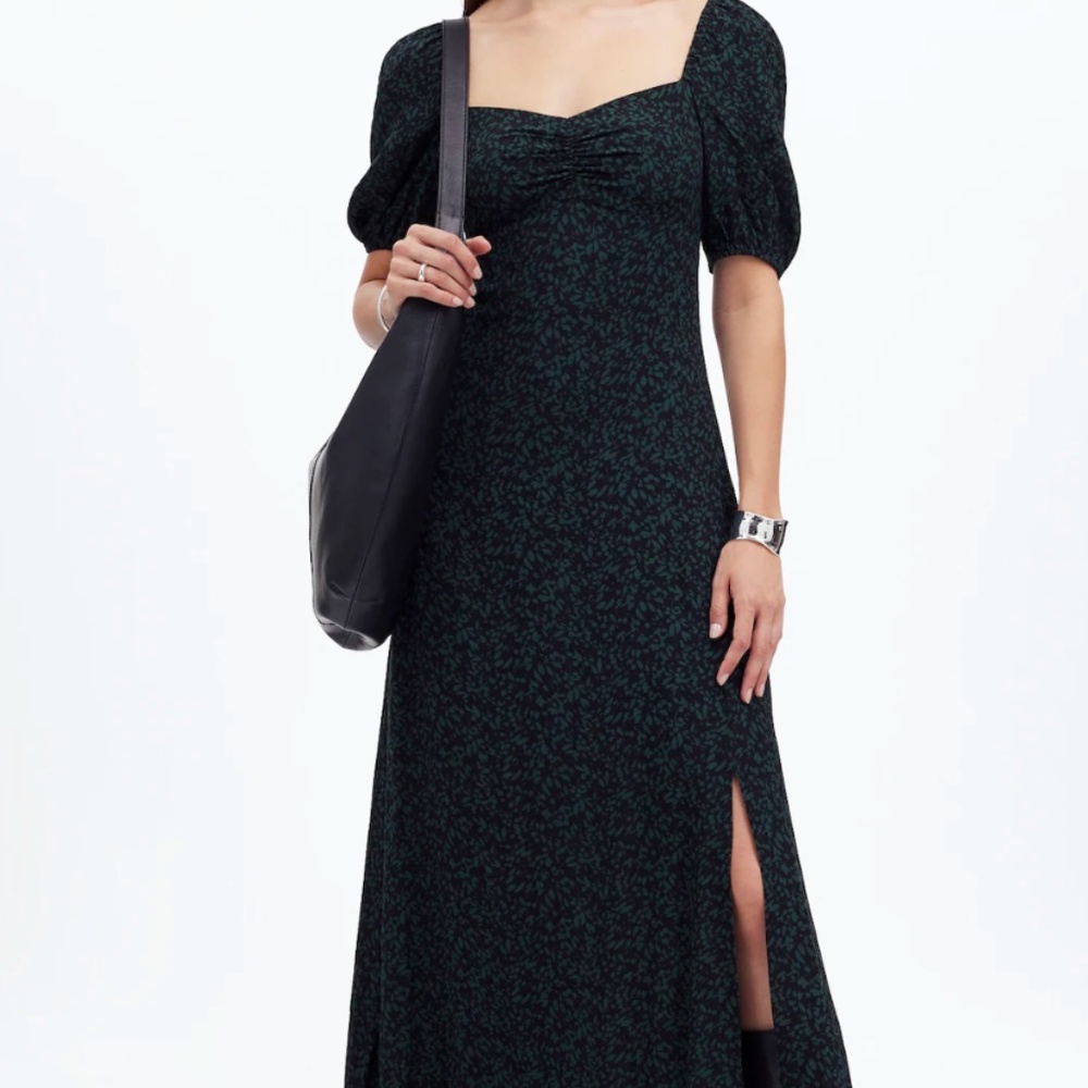 Madewell Puff-Sleeve Sweetheart Midi Dress